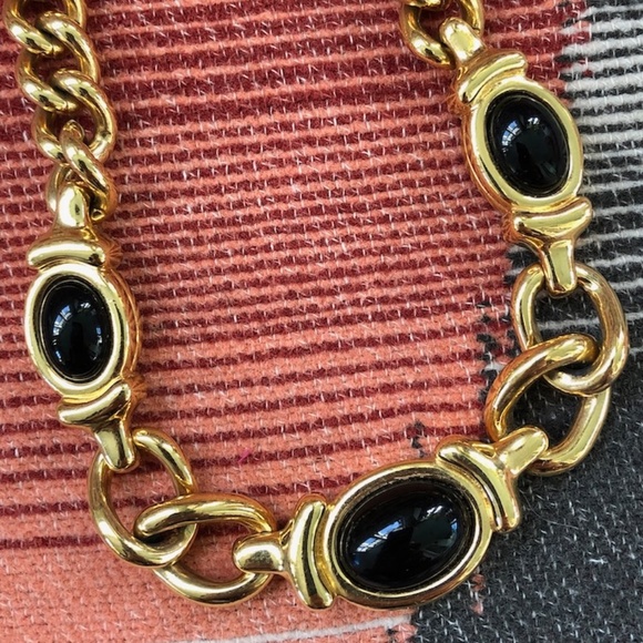 VTG 1980s Chunky Curb Chain Necklace Signed Monet Adjust to 17 inch - Picture 3 of 9